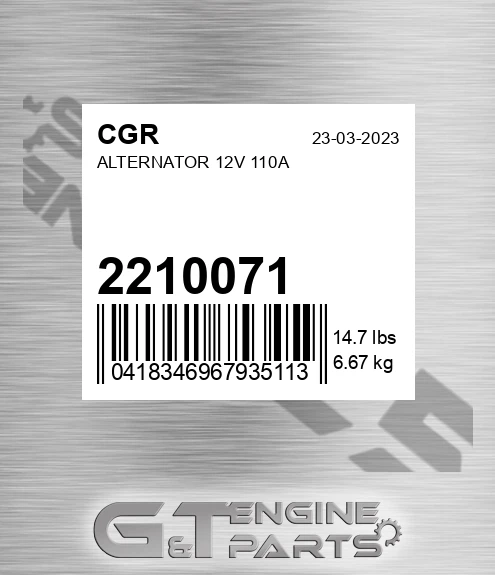 2210071 Alternator 12v 110a