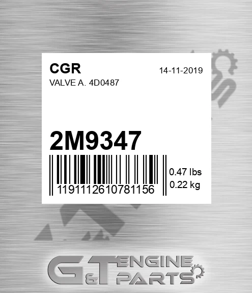2M9347 Valve A. 4d0487