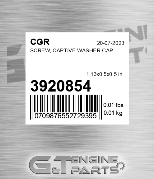 3920854 Screw, Captive Washer Cap