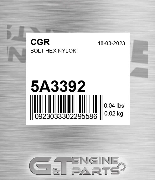 5A3392 CGR Bolt Hex Nylok