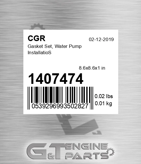 1407474 Gasket Set, Water Pump Installatios