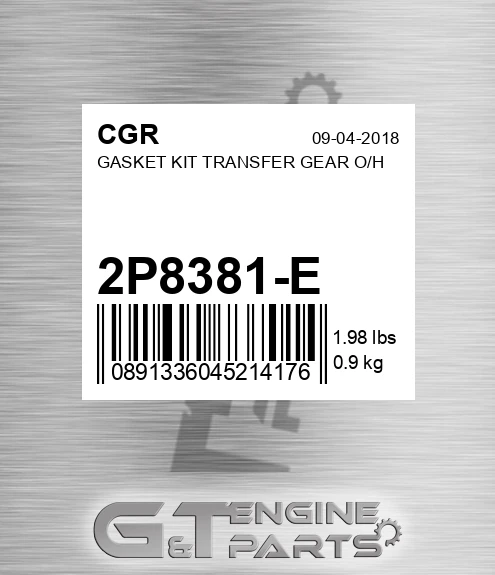 2P8381-E Gasket Kit Transfer Gear O/h