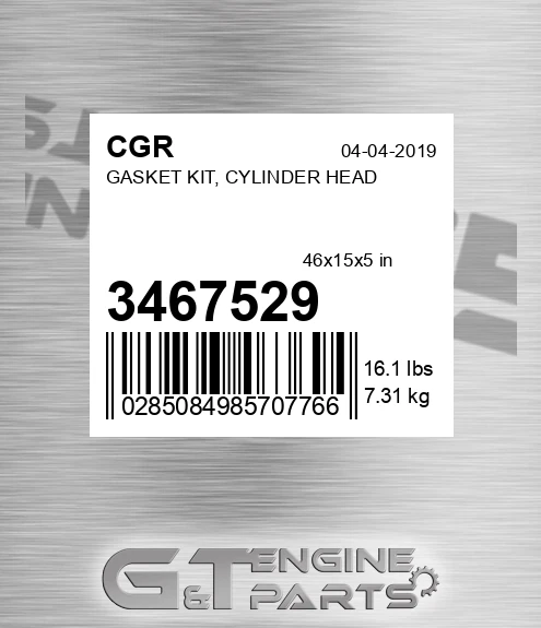 3467529 Gasket Kit, Cylinder Head