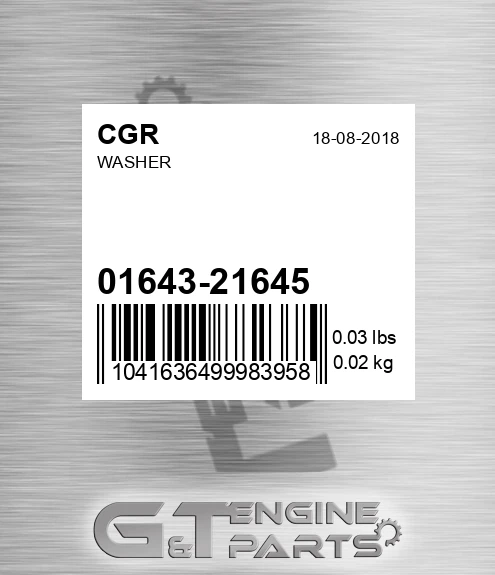 01643-21645 Washer for CGR