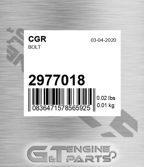 2977018 CGR Bolt
