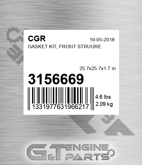 3156669 Gasket Kit, Front Struure