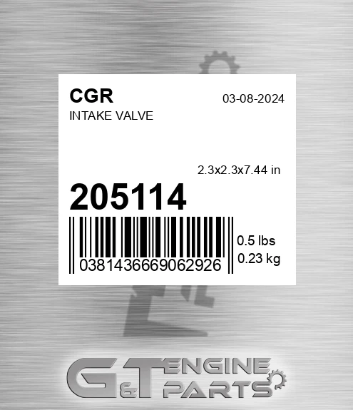 205114 Intake Valve