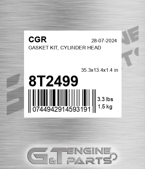 8T2499 CGR Gasket Kit, Cylinder Head