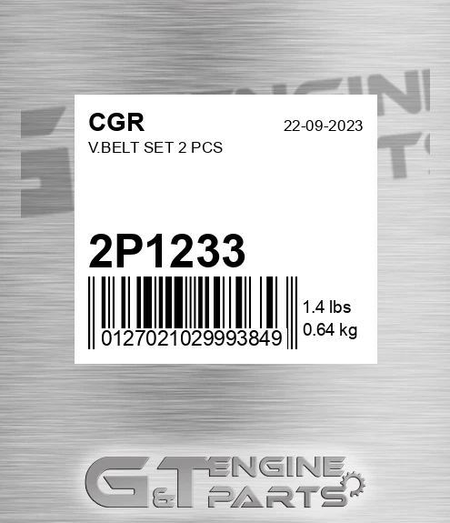 2P1233 V.belt Set 2 Pcs