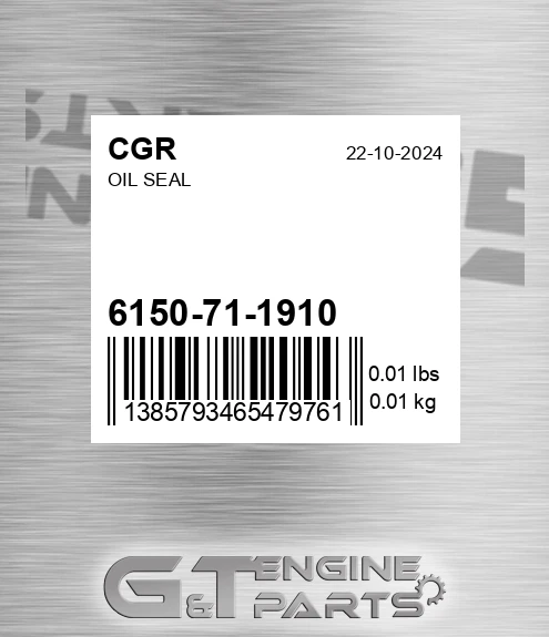 6150-71-1910 Oil Seal for CGR