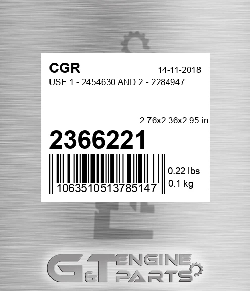 2366221 CGR Use 1 - 2454630 And 2 - 2284947