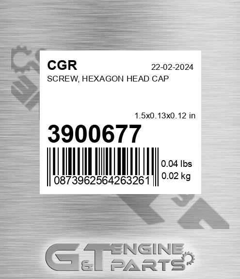 3900677 CGR Screw, Hexagon Head Cap