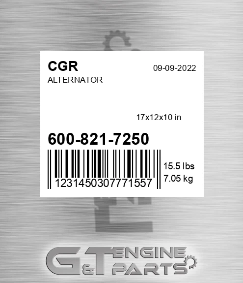 600-821-7250 Alternator