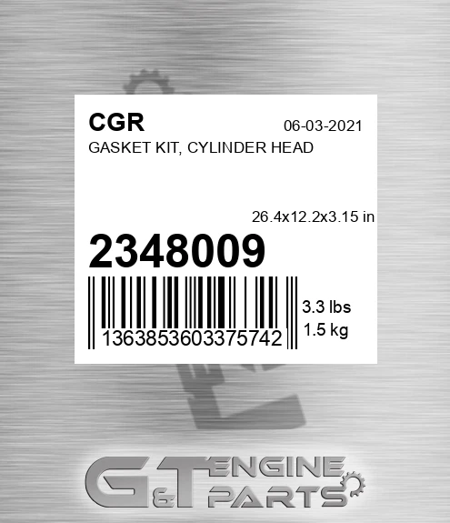2348009 CGR Gasket Kit, Cylinder Head