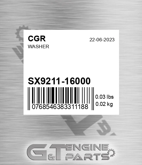 SX9211-16000 Washer for CGR