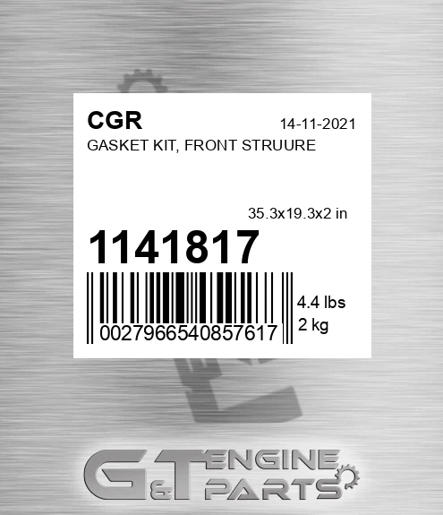 1141817 Gasket Kit, Front Struure