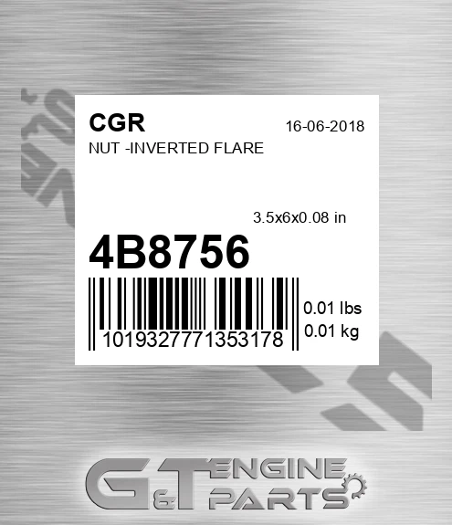 4B8756 CGR Nut -inverted Flare