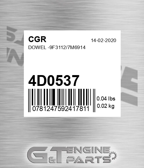 4D0537 CGR Dowel -9f3112/7m6914