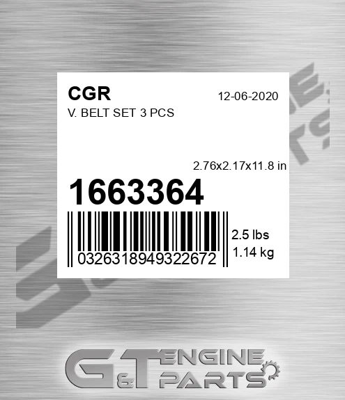 1663364 V. Belt Set 3 Pcs