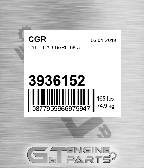 3936152 CGR Cyl.head Bare-68.3