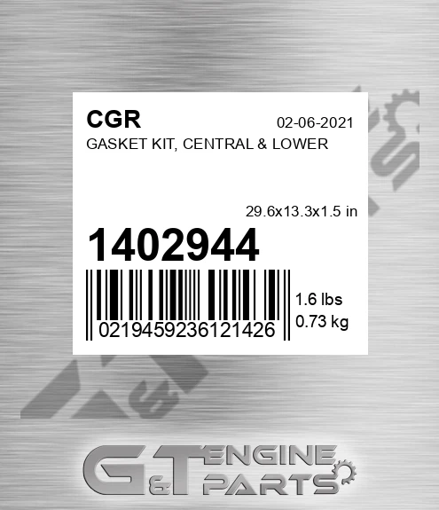 1402944 Gasket Kit, Central & Lower