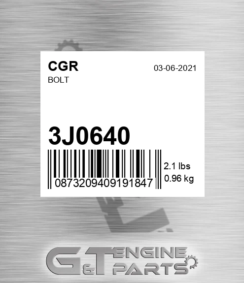 3J0640 CGR Bolt