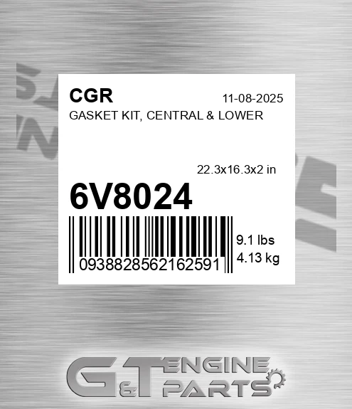 6V8024 Gasket Kit, Central & Lower