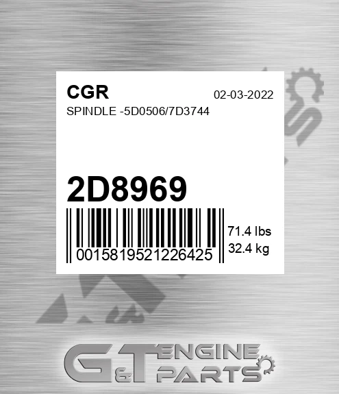 2D8969 Spindle -5d0506/7d3744