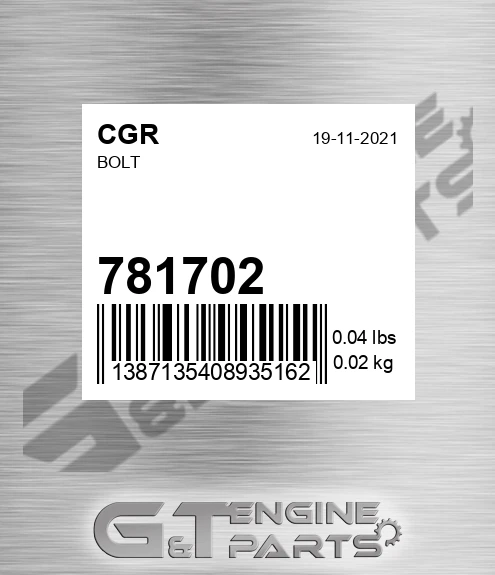 781702 CGR Bolt