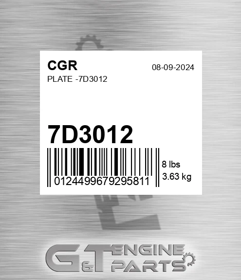 7D3012 Plate -
