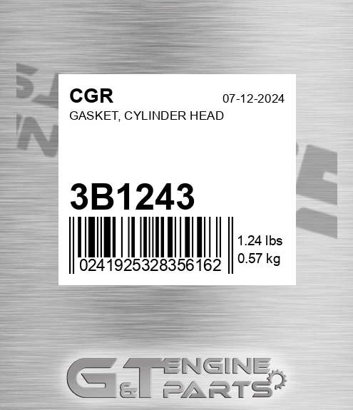 3B1243 CGR Gasket, Cylinder Head