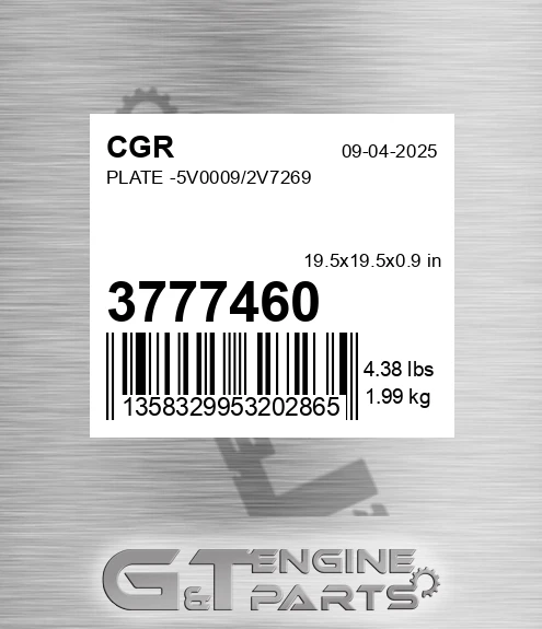 3777460 Plate -5v0009/2v7269