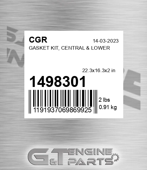 1498301 Gasket Kit, Central & Lower for CGR