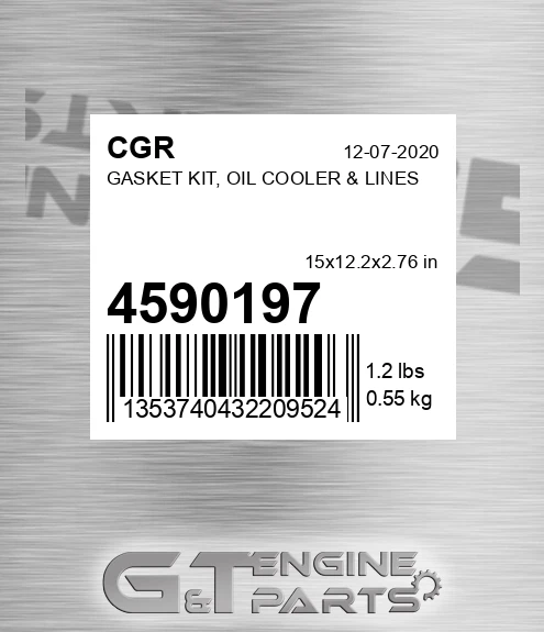 4590197 CGR Gasket Kit, Oil Cooler & Lines