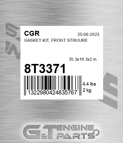 8T3371 Gasket Kit, Front Struure