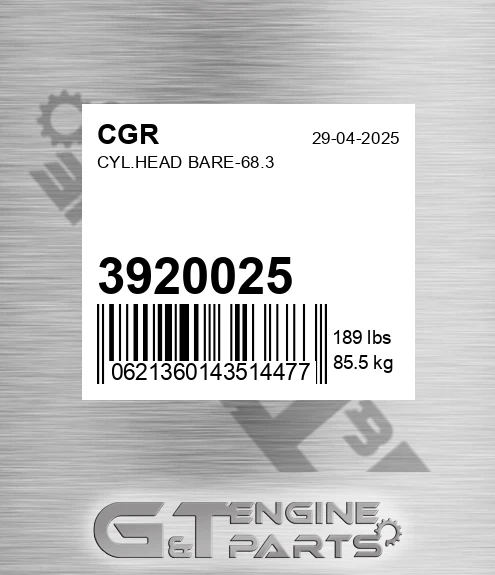 3920025 Cyl.head Bare-68.3