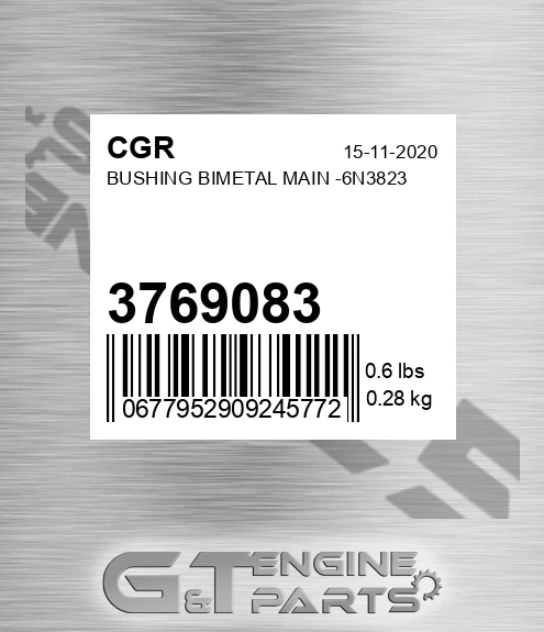 3769083 Bushing Bimetal Main -6n3823