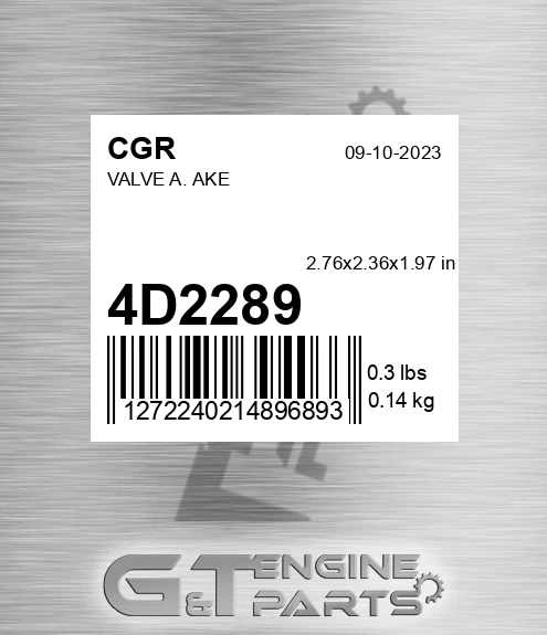 4D2289 CGR Valve A. Ake