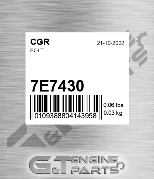 7E7430 CGR Bolt