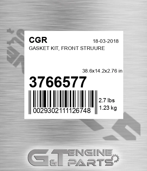 3766577 CGR Gasket Kit, Front Struure