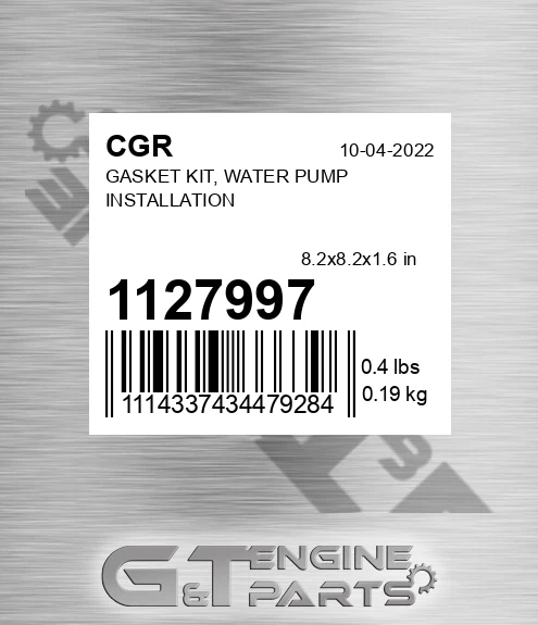 1127997 Gasket Kit, Water Pump Installation