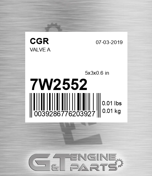 7W2552 Valve A for CGR