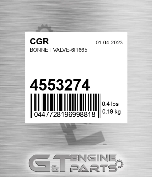 4553274 Bonnet Valve-6i1665