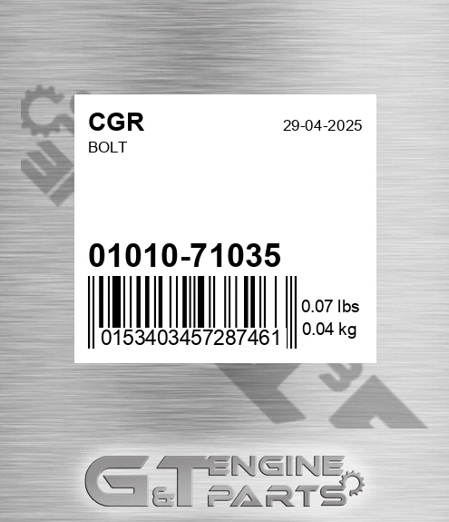 01010-71035 Bolt for CGR