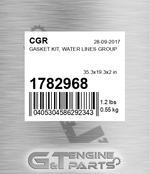 1782968 CGR Gasket Kit, Water Lines Group