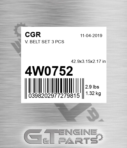 4W0752 CGR V. Belt Set 3 Pcs