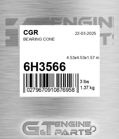 6H3566 CGR Bearing Cone