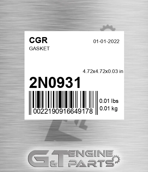 2N0931 Gasket