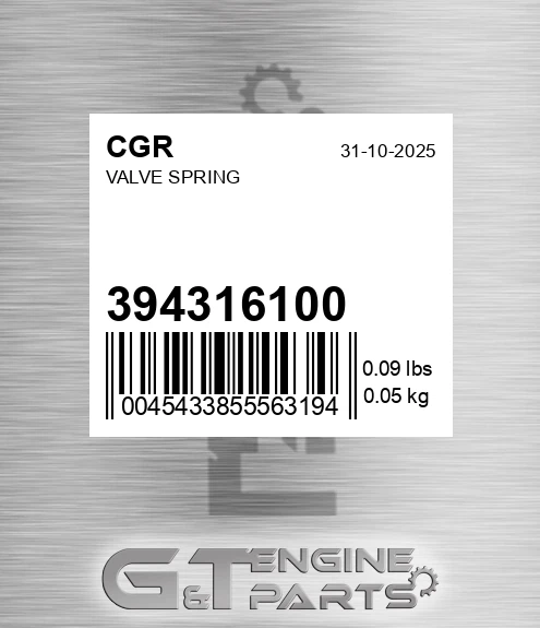 394316100 CGR Valve Spring