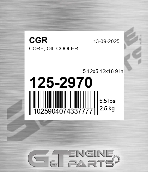 125-2970 CGR Core, Oil Cooler
